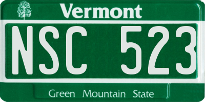 VT license plate NSC523