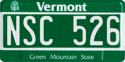 VT license plate NSC526