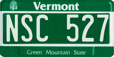 VT license plate NSC527