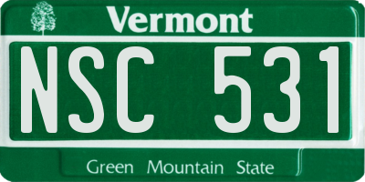 VT license plate NSC531