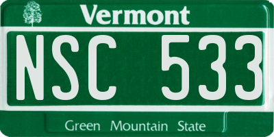 VT license plate NSC533