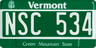 VT license plate NSC534