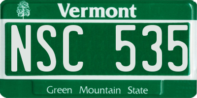 VT license plate NSC535