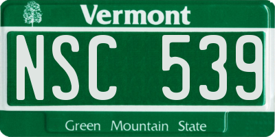 VT license plate NSC539