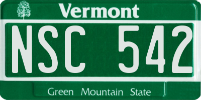 VT license plate NSC542