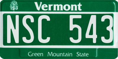 VT license plate NSC543