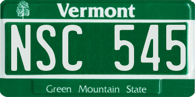 VT license plate NSC545
