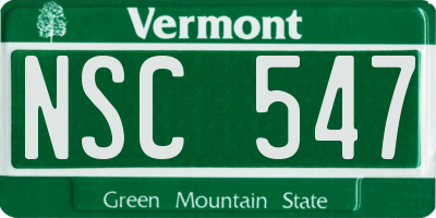 VT license plate NSC547