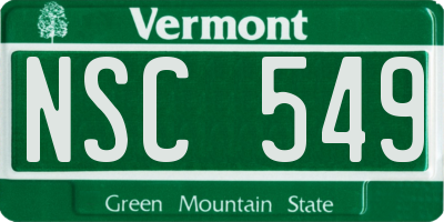 VT license plate NSC549