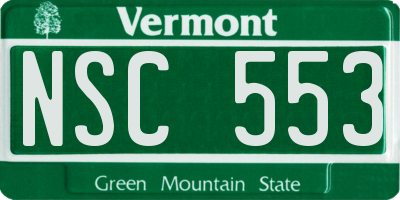 VT license plate NSC553
