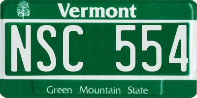 VT license plate NSC554