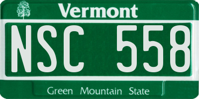 VT license plate NSC558