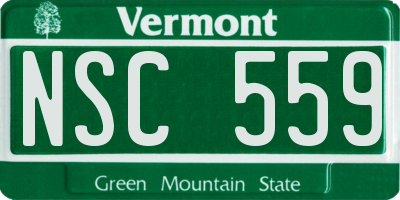 VT license plate NSC559