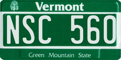 VT license plate NSC560