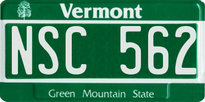 VT license plate NSC562