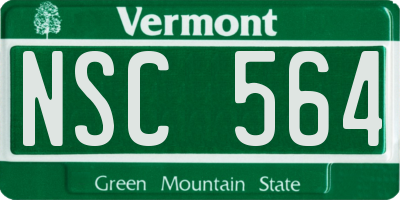 VT license plate NSC564