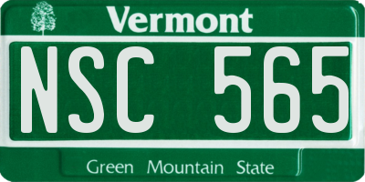 VT license plate NSC565