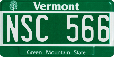 VT license plate NSC566