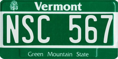VT license plate NSC567