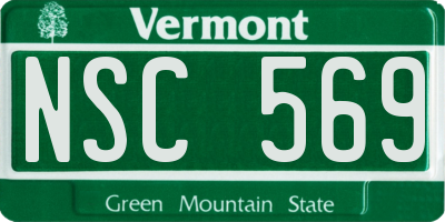 VT license plate NSC569