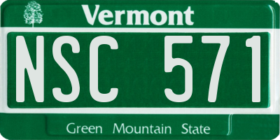VT license plate NSC571