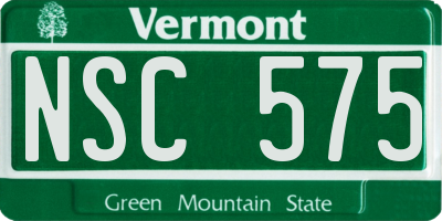 VT license plate NSC575