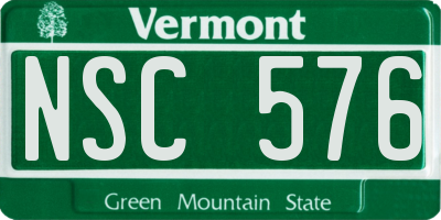 VT license plate NSC576