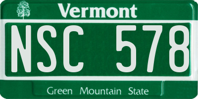 VT license plate NSC578