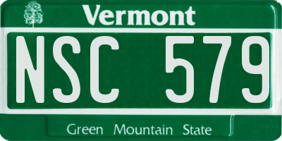 VT license plate NSC579