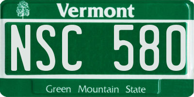 VT license plate NSC580