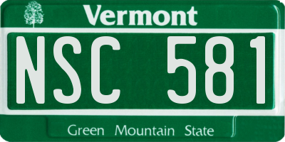 VT license plate NSC581