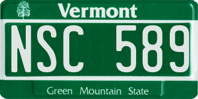 VT license plate NSC589