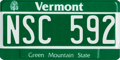 VT license plate NSC592