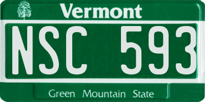 VT license plate NSC593