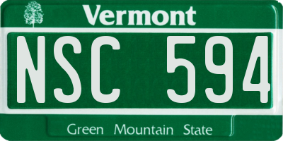 VT license plate NSC594