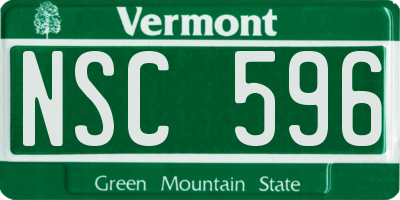VT license plate NSC596