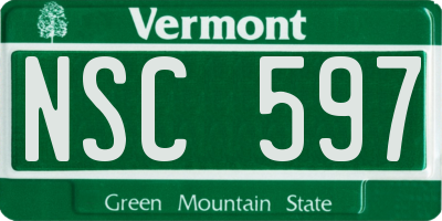 VT license plate NSC597