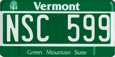 VT license plate NSC599