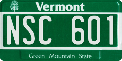 VT license plate NSC601