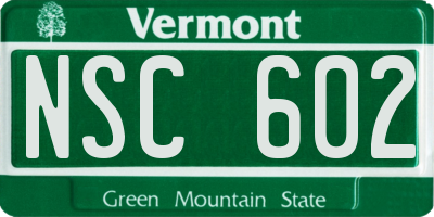 VT license plate NSC602