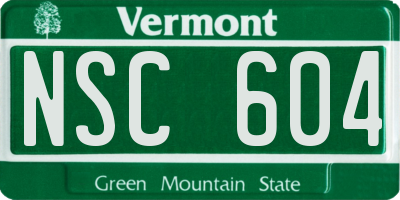 VT license plate NSC604