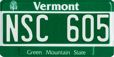 VT license plate NSC605