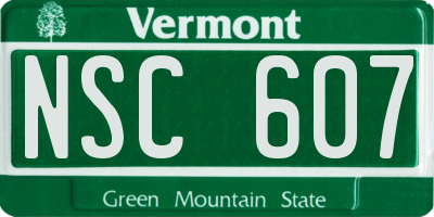 VT license plate NSC607