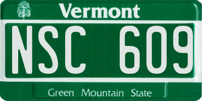 VT license plate NSC609