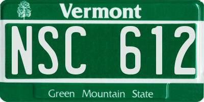VT license plate NSC612