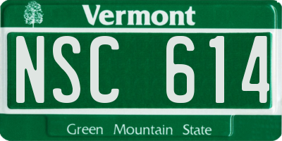VT license plate NSC614