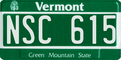 VT license plate NSC615