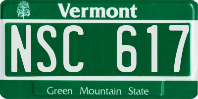 VT license plate NSC617