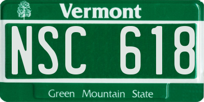 VT license plate NSC618