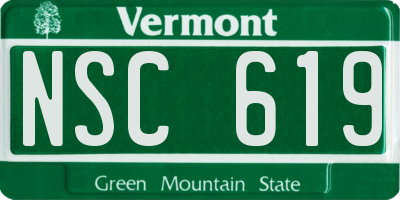VT license plate NSC619